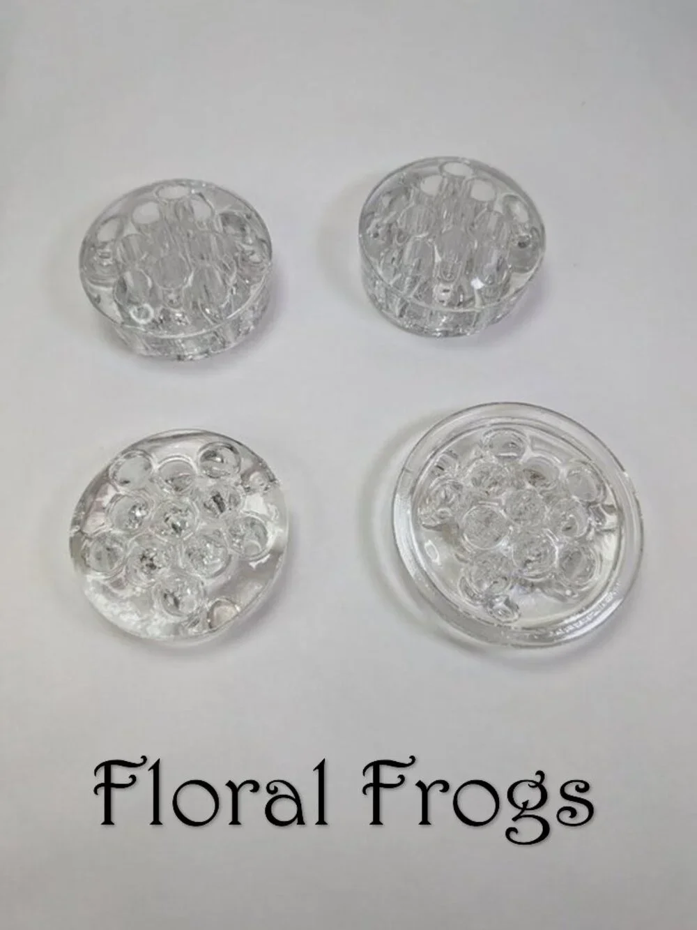Vintage Clear Glass Flower Frog Sampler Lot of 4
